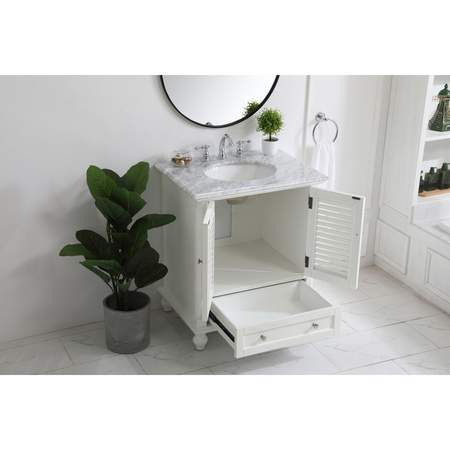 Elegant Decor 30 Inch Single Bathroom Vanity In Antique White VF30530AW